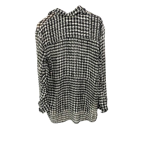 Theory Silk Blend Sheer Weekender Shirt Broken Oval Print Long Sleeve Sz S - Picture 3 of 12